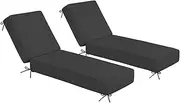 Sundale Outdoor Olefin Chaise Lounge Cushion Set of 2, Water-Resistant Patio Lounge Chair Cushion, Thick Lounger Pad with 8 Straps Dark Gray, 80 x 26 x 6 Inches