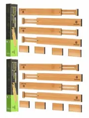 8 ANTOWIN Bamboo Drawer Divider Organizer 13”-17” Adjustable Separators Splitter