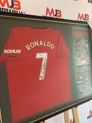 Cristiano Ronaldo Personally Hand Signed Framed Manchester Jersey with Beckett