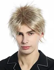 WIG ME UP - M-261-27T613 Wig Men Women Short Toupeed Wild Strands 80s Retro Blonde Platinum Mix