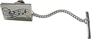 [Kiola Designs] Silver Toned Musical Sheet Tie Tack, Silver