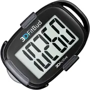 3DFitBud Simple Step Counter Walking 3D Pedometer with Clip & Lanyard - Black