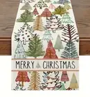Christmas Table Runner 13x72in Polyester off white with Christmas Trees New