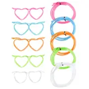 5 Pcs Straw Glasses, Plastic Novelty Drinking Eyeglasses Straws