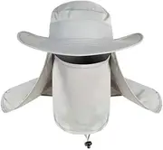 [TOMYEER] Wide Large Brim Sun Hat Quick Dry Bucket Hat for Fishing Mountain Climbing Hunting Unisex, Light Grey