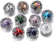Lovglisten 10pcs New Flower Style with Crystal Snap Buttons Charms fit Snap Bracelet Bangles Necklace (3)