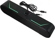 Angoily Wired Long Luminous Stereo Speaker Gaming Speakers Soundbar with Sub Speakers for Monitor Soundbar Speaker Sound Bar System Desktop Soundbar Computer Speakers for Desktop Plastic