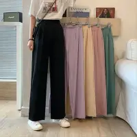 在飛比找momo購物網優惠-【D.studio】韓版寬鬆垂感高腰直筒西裝褲(寬褲 褲子 