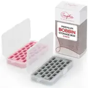 Premium Bobbin Storage Box Set - Upgraded Secure Latching Lids - Improved Dur...