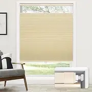 [LazBlinds] No Tools No Drill Cordless Cellular Shades, Top Down Bottom Up (TDBU) Honeycomb Shades for Home, Blackout Light Blocking Thermal Insulation Blinds for Windows, 24" W x 48" H, Beige