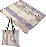 Yoogain Packable Blanket Cute Indoors Camp Rug for Outdoorsy Women Summer Gift Purple Wood Stripe Retro 60x80in