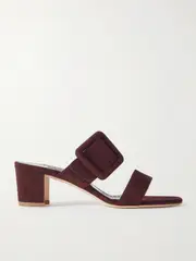 [Manolo Blahnik] Manolo Blahnik - Titubanew 50 Buckled Suede Sandals - Burgundy - IT40 IT 40 Burgundy