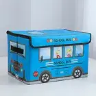 Kids Toys School Bus Design Storage Box Bedroom With Lid Books Clothes Classroom