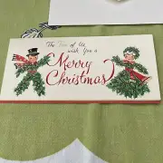 Vintage Sunshine Merry Christmas Greeting Card Mistletoe Couple Gold Highlights