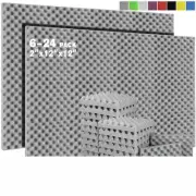 Acoustic Foam Wedges Absorbing Noise 6/12/24pcs Egg Crate Panels Acoustic Foa...