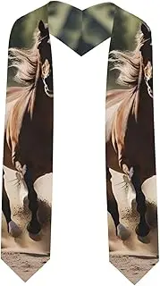 [SKKNT] Three Running Horses Print Graduation Shawl Stole For Academic Commencements Honor Sash Congratulations Gift