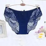 [FARZAH] Women Panties Female Underwear 3PCS/Set Women's Underwear Panties Sexy Lace Women Briefs Intimates Shorts Transparent Ladies Female Lingerie Large Size M-XXXL Panties(Blue 1pc,XX-Large)