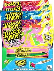 Juicy Drop Taffy Variety Pack, Assorted Flavors Sweet Chewy Candy with Sour Gel Pen, 2.36 Oz, 16 Count