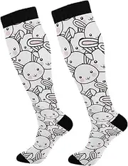 [GuoChe] Cartoon Cute Rabbit Pink Women's Long Socks for Running Sports Hiking Premium Support Socks