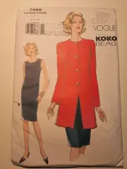 Very Easy Vogue Koko Beall Jacket and Dress Pattern 7469 Sizes 6-10 Uncut