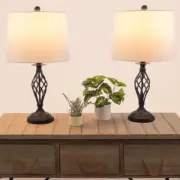 Lavish Home Set of 2-Modern Table Lamps with USB Charging Ports,Black