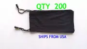 QTY 200 Cheap Bulk Lot Black Micro Fiber Sunglasses Carrying Pouch Dual String