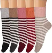 [Glamza] Wool Socks - 10 Pairs of Warm & Comfy Thermal Socks for Women - Thick Breathable Ladies Nordic Winter Socks also Suitable for Hiking/Walking Size UK 4-7 (2 Pairs of each design) (0060), Mixed, 7