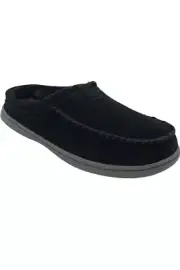 Clarks Suede Men's Faux-Fur Lined Clog Slippers Black Size 13