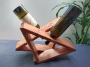 Table Top Wine Rack- 2 Bottle Holder- Stained and Laquered- Red Mahogany