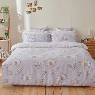 戀家小舖 台灣製床包 雙人床包 兩用被套 床單 洋荷紫映 100%天絲 床包兩用被套組 含枕套 60支天絲