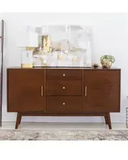 Walker Edison 60in Mid-Century Modern Wood TV Console