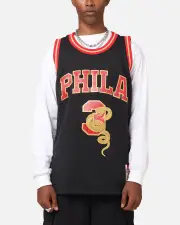 [MITCHELL & NESS] Mitchell & Ness Philadelphia 76ers Allen Iverson 1996 Swingman Jersey Black/gold - Size 2XL 2XL Black/Gold