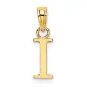 14K Polished Block Letter I Initial Pendant Bracelet Necklace