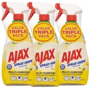 Ajax Spray N' Wipe 3 X 500Ml Bulk Pack Lemon Citrus Antibacterial Cleaning Spray