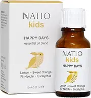 Natio Australia Kids Happy Days Essential Oil Blend 15ml - Essential Oils Safe for Kids - Lemon, Sweet Orange, Fir Needle & Eucalyptus Pure Essential Oils - Vegan Friendly & Made in Australia