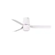 Flat Ceiling Fan With LED Light and Remote Control Mini Punt Tub Dc White