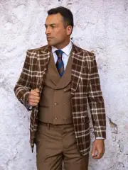NWT 40R MENS LT BROWN 2 BUTTON 3PC COMPOSE SUIT DB VEST,MODERN FIT, 2 SIDE VENT