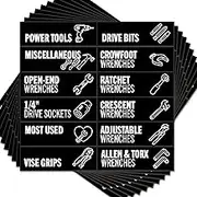 Toolbox Organization Magnetic Labels - 80 Large, Tool Chest Organizer Labels with Strong Magnets & Easy to Read Printing - Fits All Brands of Steel Tool Box Drawers (Black 3.125 x 1.0 Inches)