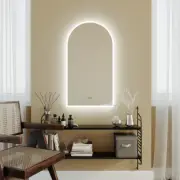 Remer Arch Mirror LED 500 x 900mm Matte White Frame AR50D-MW