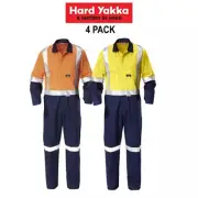 Hard Yakka 4 Pack Hi-Vis Taped Cotton Safety Coverall Work Day or Night Y00262