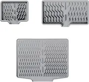 Silicone Dish Drying Mat 3 PCS , for Kitchen Counter,Non Slip Drain Pad,Dish Drying Mats with Built in Drain,Large Dish Drying Mat,Silicone Soap Dish,Easy to Clean Drying Pad.