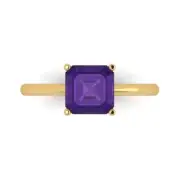 2.0 ct Asscher Cut Natural Gemstone Solitaire Ring Yellow Gold, Anniversary Gift