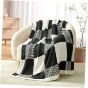 Checkered Blanket, Black Throw Blanket for Throw(50"x60") Checker Black White
