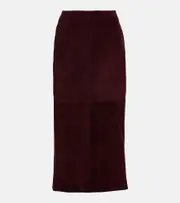 [Nour Hammour] Nour Hammour Selly suede midi skirt AU 12 burgundy