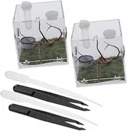 VILLFUL 2 Sets Acrylic Spider Hatching Container Jumping Spider Enclosures with Dropper Tweezers Transparent Breeding Box for Easy Observation Safe Environment