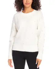 Karen Kane Faux Pearl Crewneck Sweater
