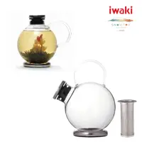 在飛比找momo購物網優惠-【iwaki】SNOWTOP茶系列不鏽鋼濾網球體壺(1000