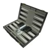Premium 15 Inch Backgammon Set PU Leather Case Portable with Playing Pieces