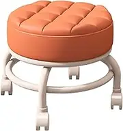 Low Rolling Stool with Wheels - Heavy Duty Swivel Rolling Low Stool with Universal Swivel Mute Caster Wheels for Garage, Office, Home, Daily PartyOrange,A1