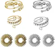 Pack of 8 Anxiety Ring, Skills Panic Attacks Adults, ADHD Aid Set, Stress Relief, Anti-Stress Fidget Ring, Anxiety Toys, Anti-Stress Ring for Women, Sensory Stress Toy, Mood Ring Skill Rings
